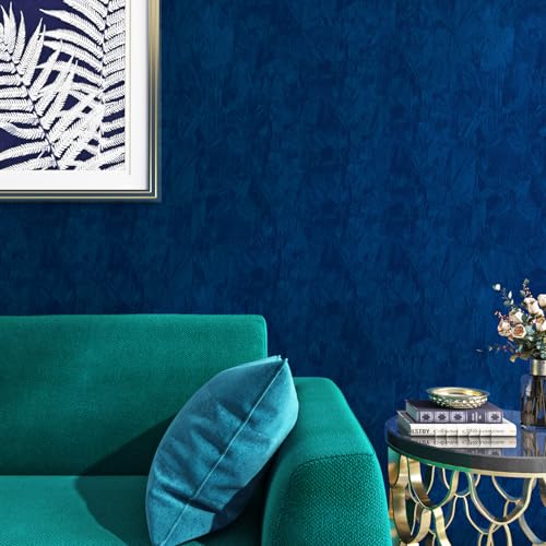 ReWallpaper 24inx165ft Blue Velvet Wallpaper Peel and Stick Removable Luxury Textured Wall Covering for Bedroom Living Room Accent Wall Self Adhesive Soft Touch Navy Velvet Contact Paper Drawer Liner - Image 1