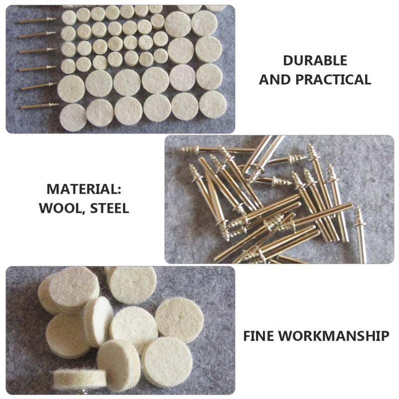 76Pcs Wool Felt Buffing Wheel Drill Polishing Pad Kit For Rotary Tools Auto Detailing - Image 4