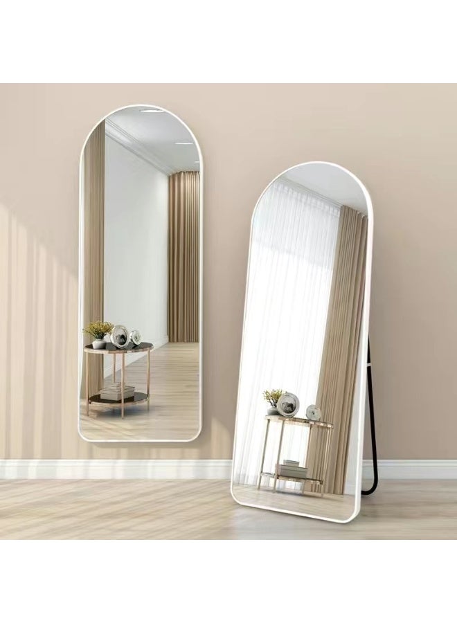 Bluejw Full Length Mirror  Arched Aluminum alloy Large Standing Dressing Mirror Hanging Leaning Against Wall Mounted Mirror with Stand for Bedroom Locker Room Living Room  165*60cm - Image 1