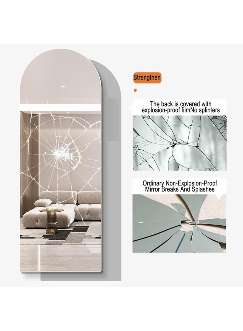Bluejw Full Length Mirror  Arched Aluminum alloy Large Standing Dressing Mirror Hanging Leaning Against Wall Mounted Mirror with Stand for Bedroom Locker Room Living Room  165*60cm - Image 3