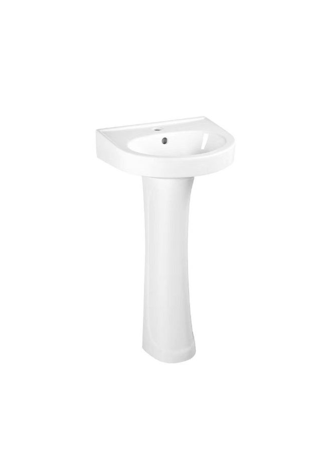 DANUBE HOME Milano Wash Basin With Pedestal (41X37X81) Cm - White Finish Durable Ceramic Countertop Washbasin Pedestal Wash Bowl Modern Vessel Sink For Bathroom, Washroom - Image 1