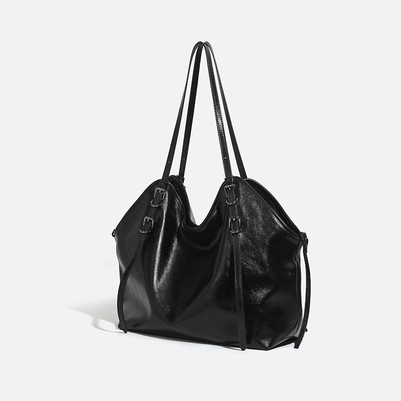 Summer Lazy Style Soft Leather Tote Bag, Fashionable Retro Large-Capacity Commuting Versatile Fashionable Portable Shoulder Bag - Image 1