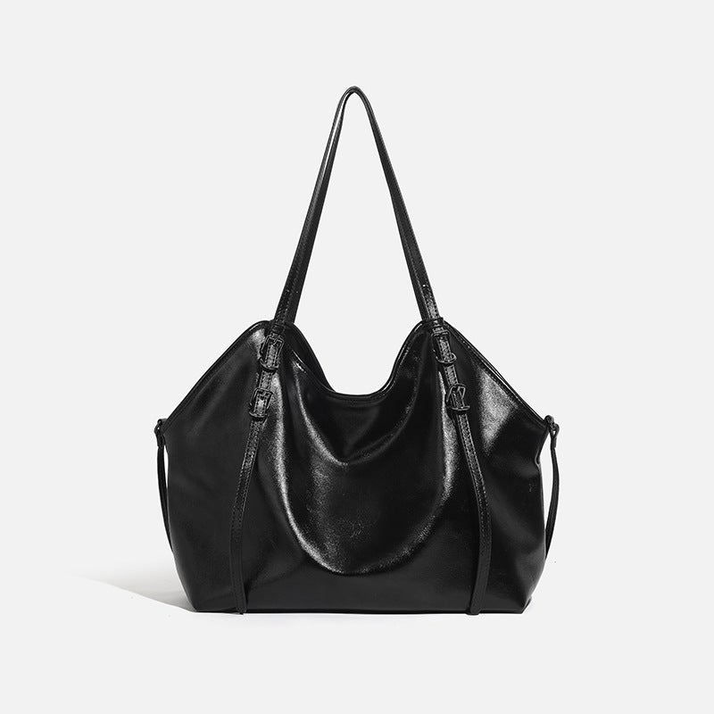 Summer Lazy Style Soft Leather Tote Bag, Fashionable Retro Large-Capacity Commuting Versatile Fashionable Portable Shoulder Bag - Image 5