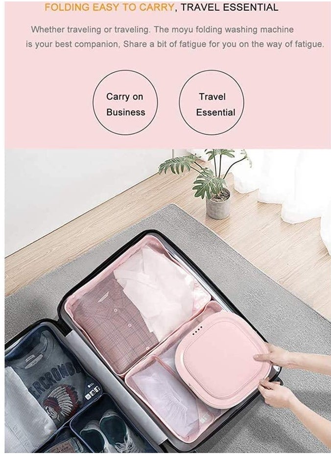 Cool Baby - The New Upgrade Portable Mini Folding Clothes Washing Machine Bucket Automatic Home Travel Personal Clothes Washer With Spin Drying Function,220V/2.5KG (Pink) - Image 1