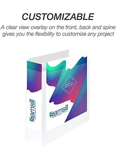 Samsill Samsill Durable 4 Inch Binder Made in the USA Locking D Ring Customizable Clear View Binder White 2 Pack Each Holds 775 Pages  - Image 4