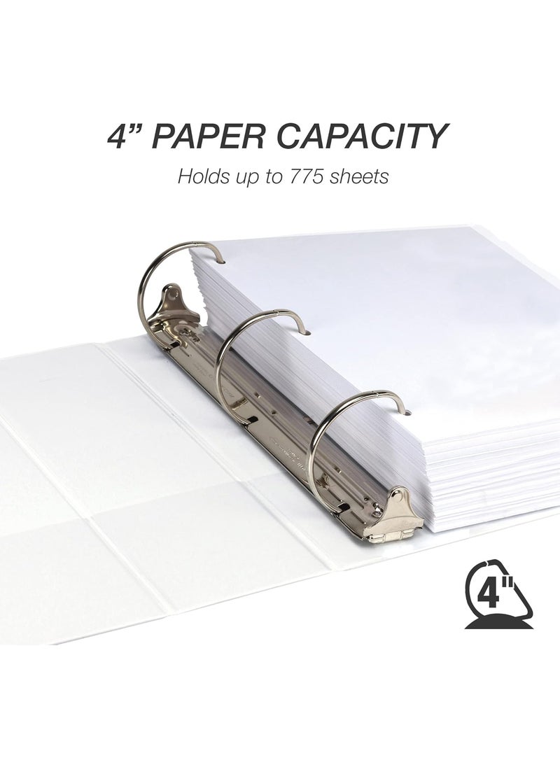 Samsill Samsill Durable 4 Inch Binder Made in the USA Locking D Ring Customizable Clear View Binder White 2 Pack Each Holds 775 Pages  - Image 3