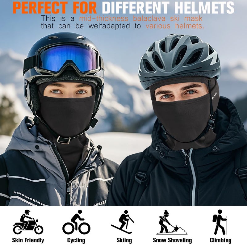 YANIKY Balaclava Ski Mask Windproof Thermal Winter Face Mask for Men Women Full Face Cover for Cold Weather Skiing Motorcycle Black - Image 4