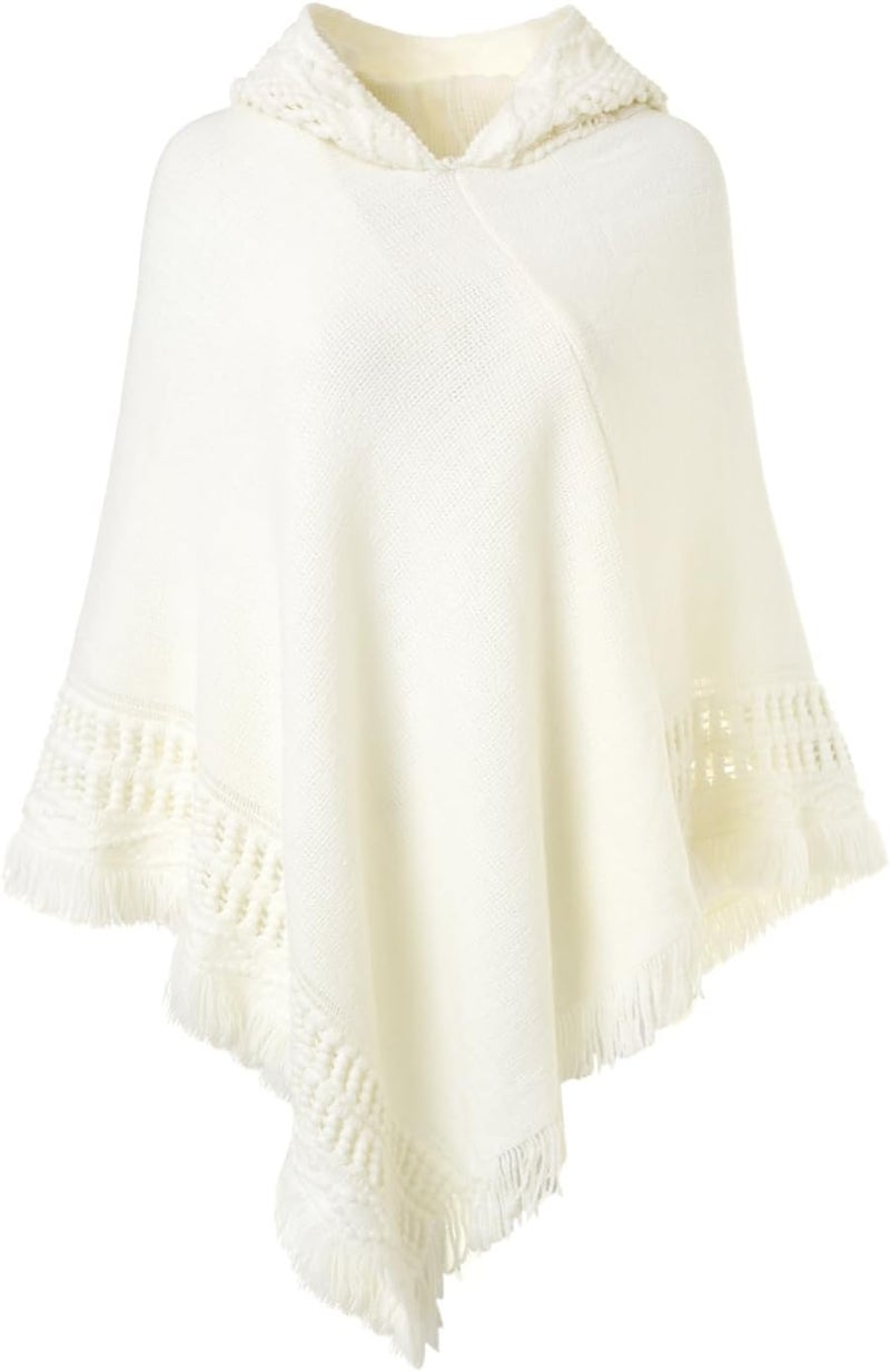 Ferand Ladies' Hooded Cape with Fringed Hem, Crochet Poncho Knitting Patterns for Women - Image 1