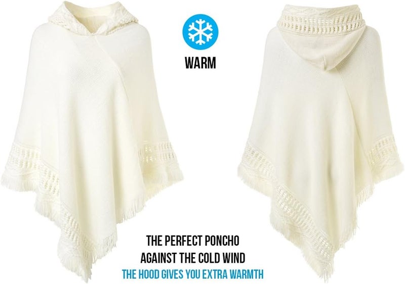 Ferand Ladies' Hooded Cape with Fringed Hem, Crochet Poncho Knitting Patterns for Women - Image 3
