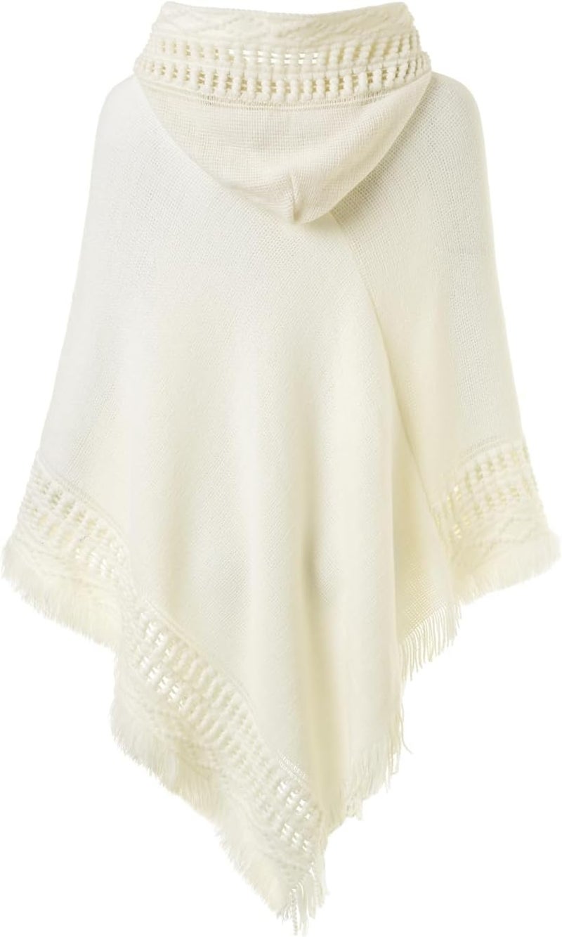 Ferand Ladies' Hooded Cape with Fringed Hem, Crochet Poncho Knitting Patterns for Women - Image 2