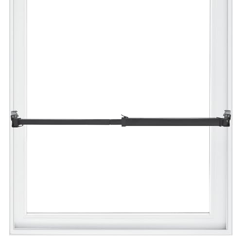 SecurityMan Window Security Bar - Easy Install for Horizontal/Vertical Windows - Adjustable Window Lock Bar (Child Proof/Heavy Duty Iron) - Extendable (14.25" to 37") Security Bars for Windows - Black - Image 1