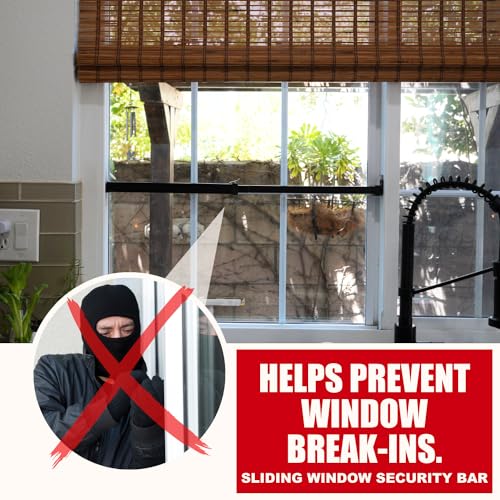 SecurityMan Window Security Bar - Easy Install for Horizontal/Vertical Windows - Adjustable Window Lock Bar (Child Proof/Heavy Duty Iron) - Extendable (14.25" to 37") Security Bars for Windows - Black - Image 2