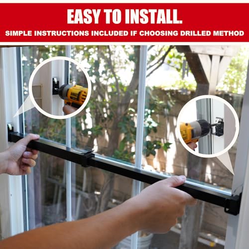 SecurityMan Window Security Bar - Easy Install for Horizontal/Vertical Windows - Adjustable Window Lock Bar (Child Proof/Heavy Duty Iron) - Extendable (14.25" to 37") Security Bars for Windows - Black - Image 5
