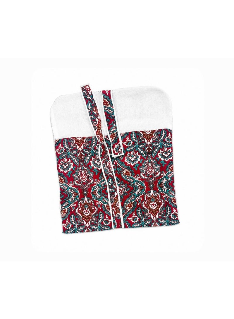 Cotton Tote Bag, Yellow,Green,Red,Blue Floral Block Print, Reusable Medium Drawstring Pouch for Daily Use - Image 1