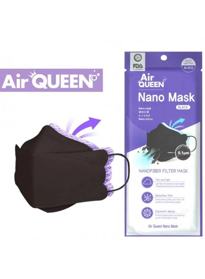 Air Queen Black Nano Fiber Face Mask, Air Queen Face Masks 99% Protection, Reusable, 10 Piece - Image 2