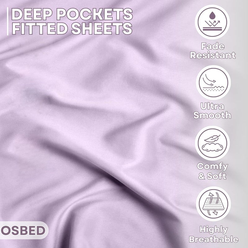 OSBED Hotel Quality 100% Cotton Fitted Bed Sheet - Lavender, 150 x 200cm - Image 3