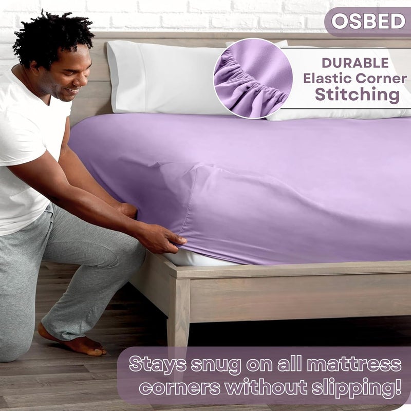 OSBED Hotel Quality 100% Cotton Fitted Bed Sheet - Lavender, 150 x 200cm - Image 4