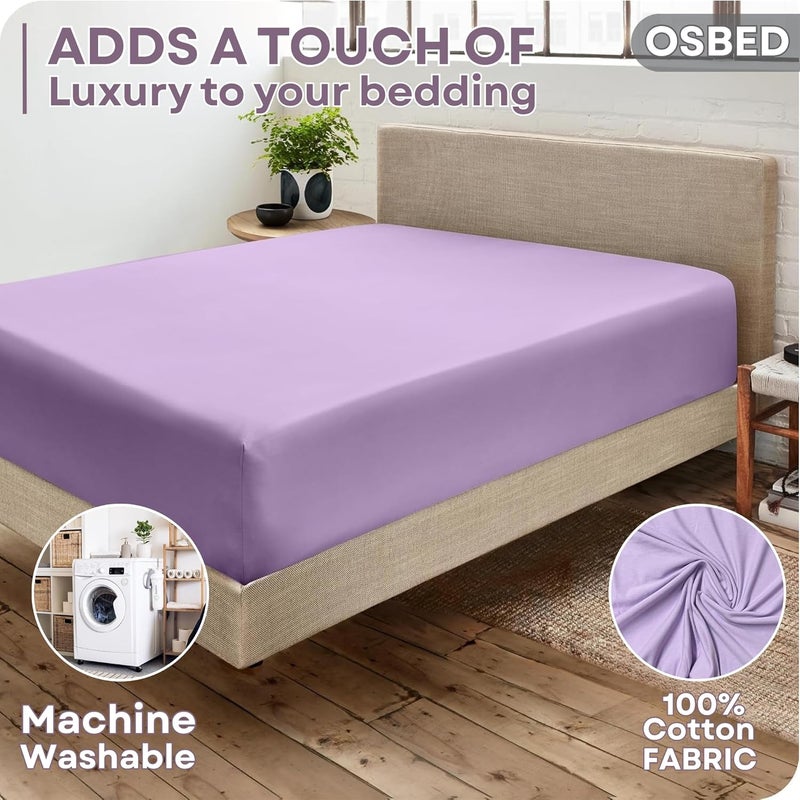 OSBED Hotel Quality 100% Cotton Fitted Bed Sheet - Lavender, 150 x 200cm - Image 5