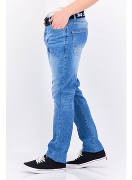 CROSSHATCH Men Regular Fit Belted Wash Stretchable Denim, Blue  - Image 2