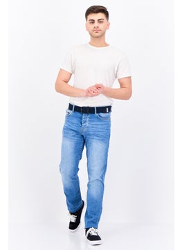 CROSSHATCH Men Regular Fit Belted Wash Stretchable Denim, Blue  - Image 4