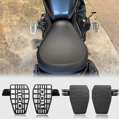 WOOGA Motorcycle Rider CNC Enlarge Footrests Foot Rest Pegs Wide Pedals fit for Honda Rebel CMX 1100 CMX1100DCT Accessories 2021 2022 2023 2024 Black with Silver