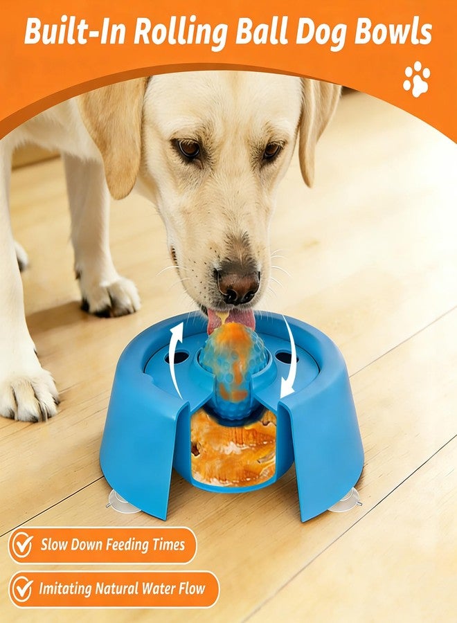 PAPABA Dog Lick Bowl with Rolling Ball, Slow Feeder Dog Bowl for Liquid Treats, Anti-Slip Licking Bowl for Bone Broth and Yogurt, Dog Enrichment Toy, 1 Cup Capacity - Image 2