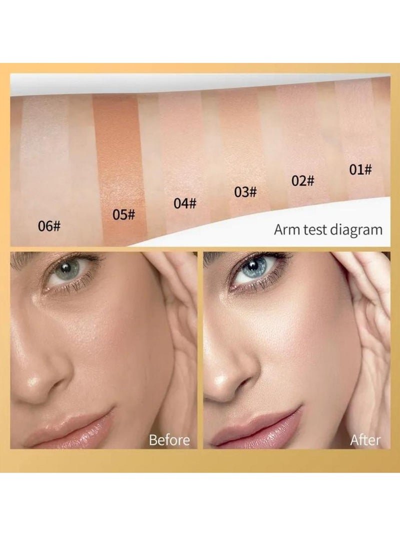 Concealer Soft Light Matte Foundation Liquid Foundation Makeup Base with Cushion Applicator Natural Lightweight Soft Silky Smooth Creamy Concealer Normal to Oily Skin Instant Age Rewind Eraser 01