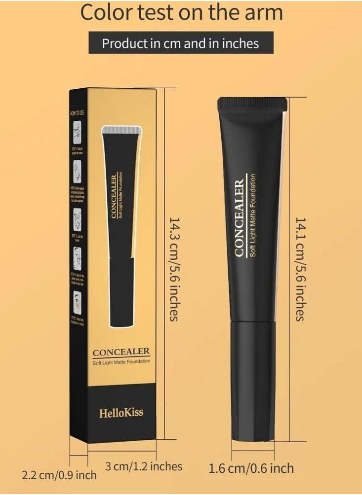 Concealer Soft Light Matte Foundation Liquid Foundation Makeup Base with Cushion Applicator Natural Lightweight Soft Silky Smooth Creamy Concealer Normal to Oily Skin Instant Age Rewind Eraser 01