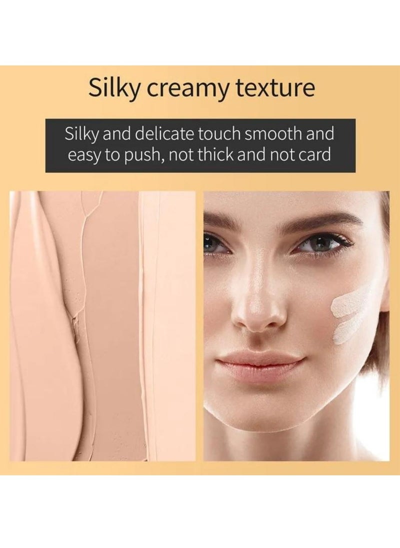 Concealer Soft Light Matte Foundation Liquid Foundation Makeup Base with Cushion Applicator Natural Lightweight Soft Silky Smooth Creamy Concealer Normal to Oily Skin Instant Age Rewind Eraser 01