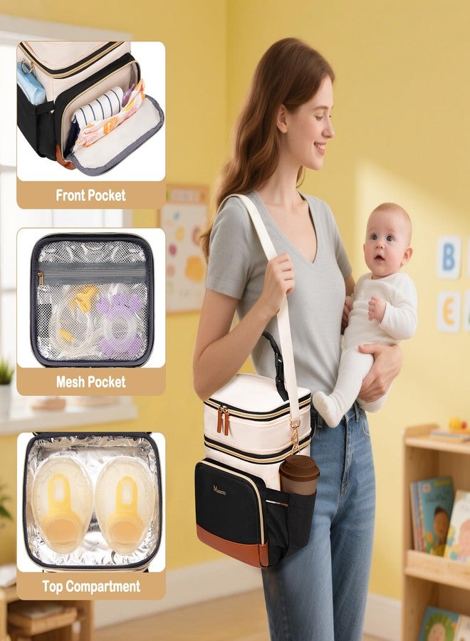 Mancro Expandable Breast Milk Cooler Travel Bag with Ice Pack, Double Layer Baby Bottle Bag Fits 6 Bottles Up to 9 Ounce, Breastmilk Cooler Bag with Shoulder Strap for Nursing Moms & Daycare - Image 5