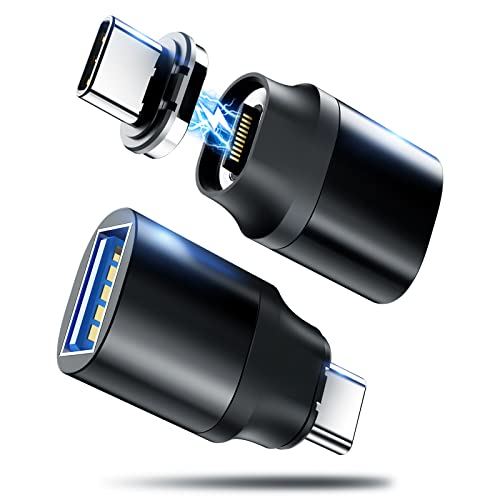 DuHeSin USB C to USB Magnetic Adapter 24Pins USB C Male to USB A Female Adapter 2 Pack with PD 60w Charge 10Gbps USB3.1/USB3.0 for MacBook Pro/Air and More Type C Devices - Image 1