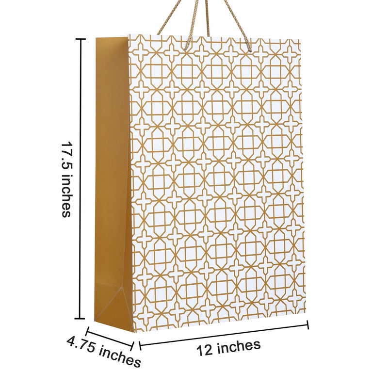 PaperPep Golden Print 12.5"X4.75"X17" Gifting Paper Bag | Ideal for Return Gifts, Presents, Weddings, Birthday, Holiday Presents, Celebrations | Pack of 6 - Image 3
