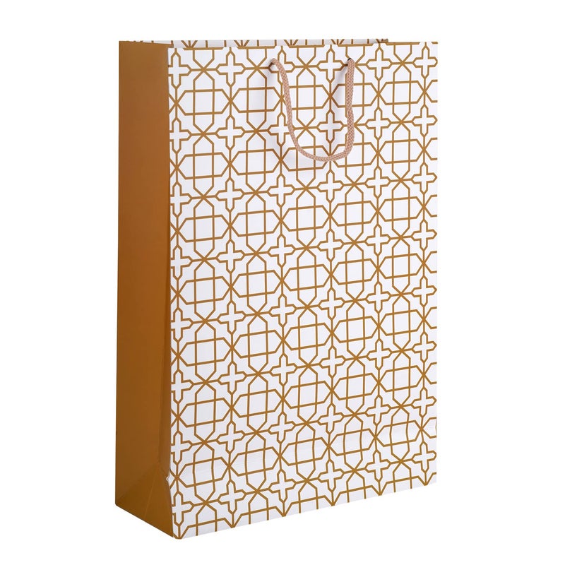 PaperPep Golden Print 12.5"X4.75"X17" Gifting Paper Bag | Ideal for Return Gifts, Presents, Weddings, Birthday, Holiday Presents, Celebrations | Pack of 6 - Image 1