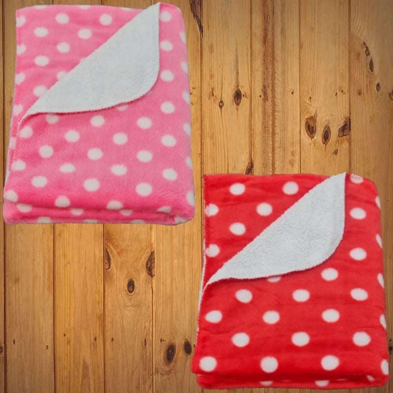 BRANDONN Baby Blankets New Born Combo Pack of Polka Printed Wrapper Towel Cum Baby Sleep Crib Wrapping Sheet (100 cm x 75cm, 0-12 Months) Pack of 2 - Image 1