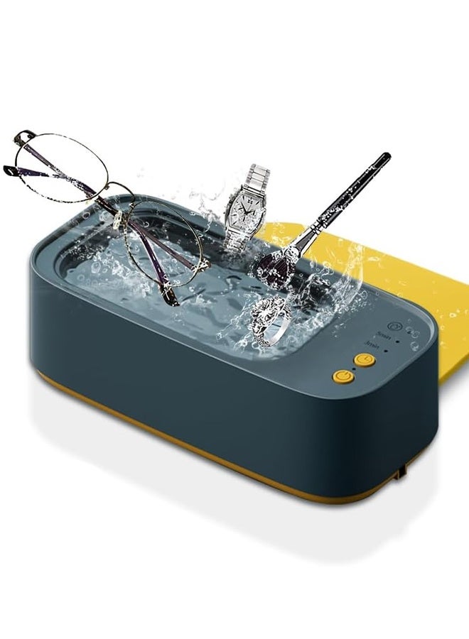 جهاز تنظيف بالموجات فوق الصوتية، جهاز تنظيف المجوهرات، جهاز تنظيف النظارات بتردد 48 كيلوهرتز، جهاز تنظيف احترافي بالموجات فوق الصوتية للمجوهرات والخواتم والنظارات والساعات وأطقم الأسنان والعملات المعدنية وشفرات الحلاقة، أزرق داكن - Image 1