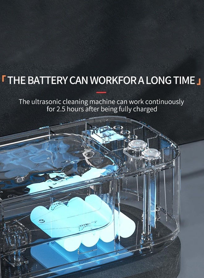 جهاز تنظيف بالموجات فوق الصوتية، جهاز تنظيف المجوهرات، جهاز تنظيف النظارات بتردد 48 كيلوهرتز، جهاز تنظيف احترافي بالموجات فوق الصوتية للمجوهرات والخواتم والنظارات والساعات وأطقم الأسنان والعملات المعدنية وشفرات الحلاقة، أزرق داكن - Image 5