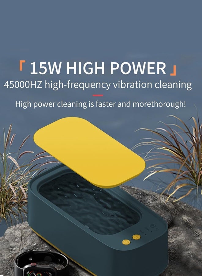 جهاز تنظيف بالموجات فوق الصوتية، جهاز تنظيف المجوهرات، جهاز تنظيف النظارات بتردد 48 كيلوهرتز، جهاز تنظيف احترافي بالموجات فوق الصوتية للمجوهرات والخواتم والنظارات والساعات وأطقم الأسنان والعملات المعدنية وشفرات الحلاقة، أزرق داكن - Image 2