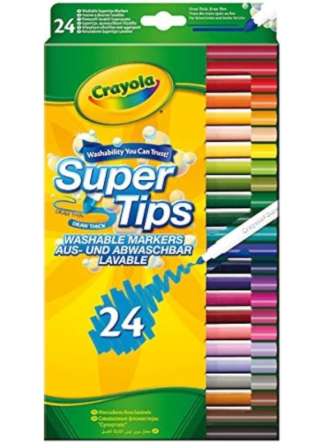 CRAYOLA SuperTips Washable Markers - Assorted Colours (Pack of 24) - Image 1