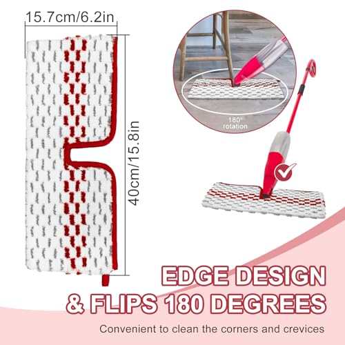 DLAIMI Microfiber Spray Mop Pads - Compatible with Promist MAX, Double Sided Replace Head for Dry/Wet Floor Cleaning Usable (4 Pack Red) - Image 4