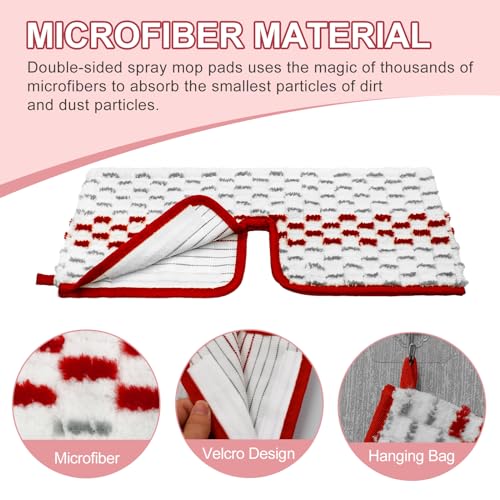 DLAIMI Microfiber Spray Mop Pads - Compatible with Promist MAX, Double Sided Replace Head for Dry/Wet Floor Cleaning Usable (4 Pack Red) - Image 3
