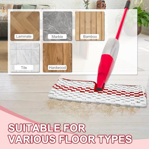 DLAIMI Microfiber Spray Mop Pads - Compatible with Promist MAX, Double Sided Replace Head for Dry/Wet Floor Cleaning Usable (4 Pack Red) - Image 5