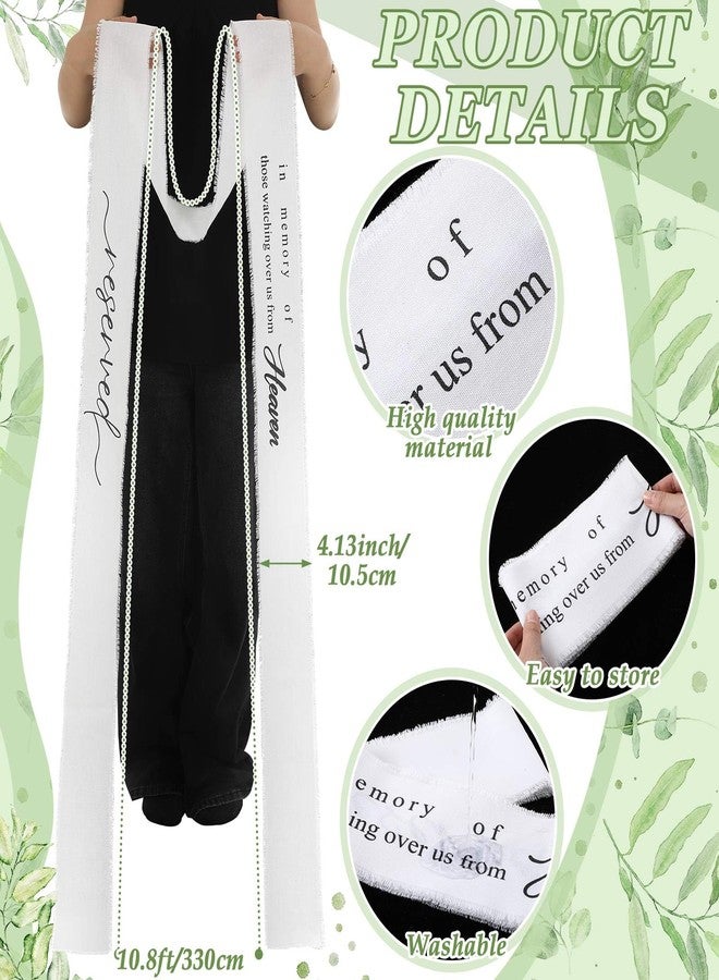 SmoothNovelty in Loving Memory Wedding Chair Ribbon Sash 11 ft Memorial Reserved Chair Sign Wedding Bride Seating Ribbon Satin for Heaven Church Ceremony Decorations (Style 4,White) - Image 2
