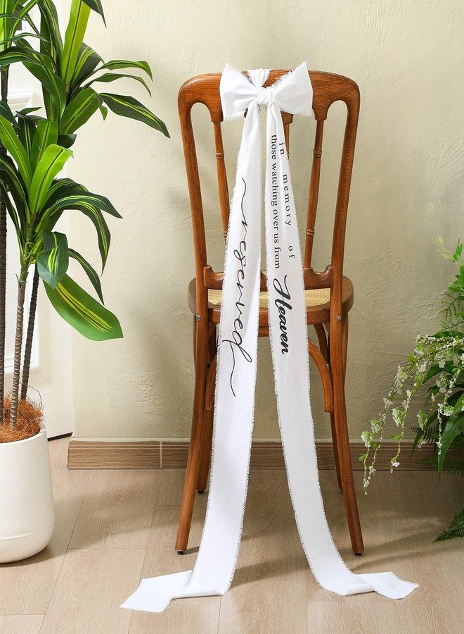 SmoothNovelty in Loving Memory Wedding Chair Ribbon Sash 11 ft Memorial Reserved Chair Sign Wedding Bride Seating Ribbon Satin for Heaven Church Ceremony Decorations (Style 4,White) - Image 1