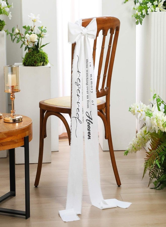 SmoothNovelty in Loving Memory Wedding Chair Ribbon Sash 11 ft Memorial Reserved Chair Sign Wedding Bride Seating Ribbon Satin for Heaven Church Ceremony Decorations (Style 4,White) - Image 4