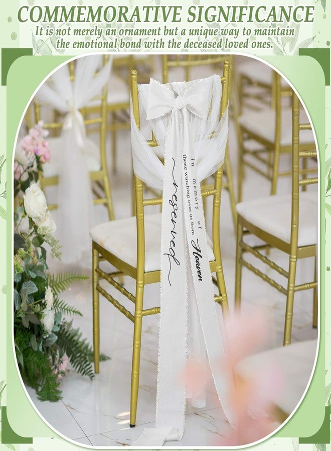 SmoothNovelty in Loving Memory Wedding Chair Ribbon Sash 11 ft Memorial Reserved Chair Sign Wedding Bride Seating Ribbon Satin for Heaven Church Ceremony Decorations (Style 4,White) - Image 5
