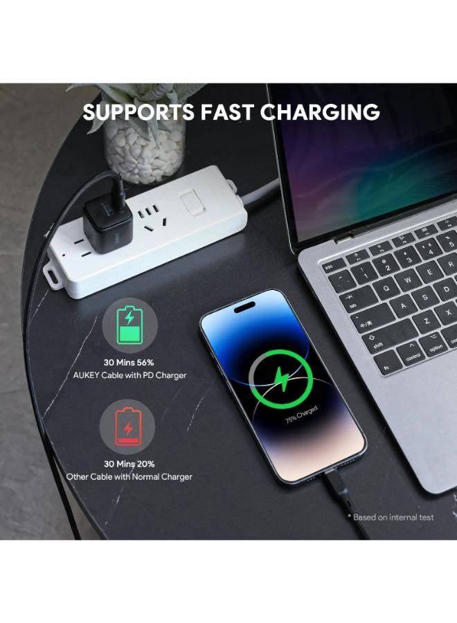 أوكي كابل AUKEY سيركلت CL USB-C إلى لايتنينغ، 1 متر، أسود - CB-NCL1-BK - Image 4