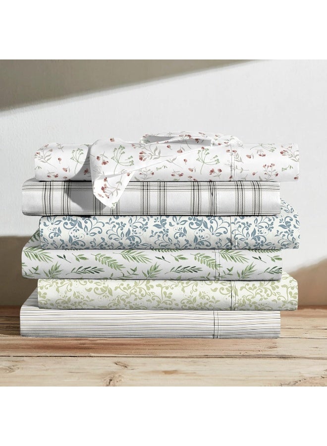 Brielle Home Printed 100% Cotton Percale Sheet Set, Anchors Navy, King - Image 5