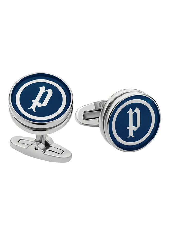 POLICE Gents Silver Black Stainless Steel Cufflinks