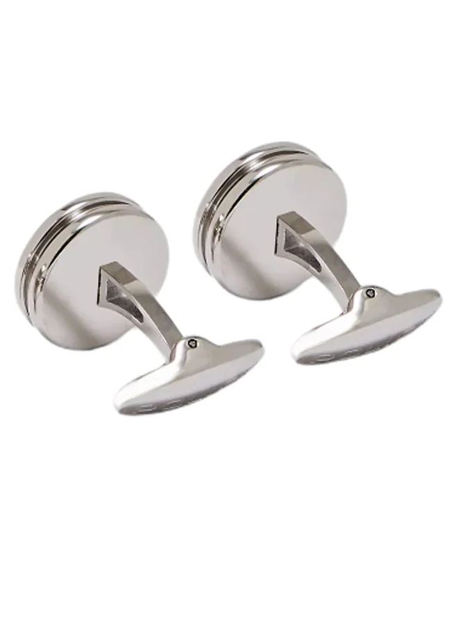 POLICE Gents Silver Black Stainless Steel Cufflinks