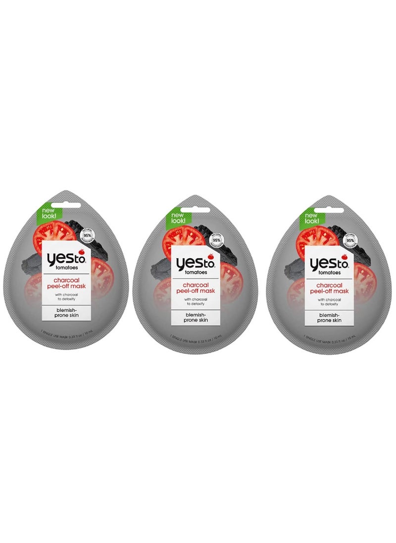 Yes To Yes To Tomatoes Charcoal PeelOff Mask Exfoliating Formula To Retain  Restore Skins Balance Peel Away Impurities With Charcoal  Antioxidants Natural Vegan  Cruelty Free 3 Pack 033 Ounce 